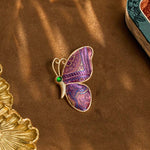 Buddha Stones Song Brocade Purple Butterfly Transformation Handmade Harmony New Chinese Brooch