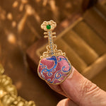 Buddha Stones Song Brocade Handmade Purple Pipa-shaped Energy Brooch