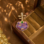 Buddha Stones Song Brocade Handmade Purple Pipa-shaped Energy Brooch