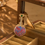 Buddha Stones Song Brocade Handmade Purple Pipa-shaped Energy Brooch
