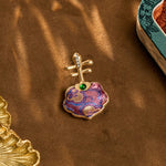 Buddha Stones Song Brocade Handmade Purple Pipa-shaped Energy Brooch