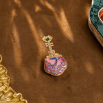 Buddha Stones Song Brocade Handmade Purple Pipa-shaped Energy Brooch