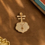 Buddha Stones Song Brocade Handmade Purple Pipa-shaped Energy Brooch