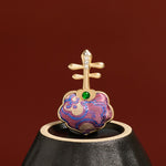 Buddha Stones Song Brocade Handmade Purple Pipa-shaped Energy Brooch