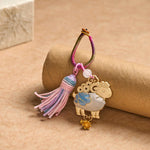 Buddha Stones Song Brocade Handmade Chinese Zodiac Luck Tassel Keychain