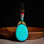 Buddha Stones Ebony Wood Wisdom Handmade Tribal Oval Necklace