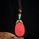 Buddha Stones Ebony Wood Wisdom Handmade Tribal Oval Necklace