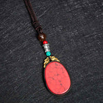 Buddha Stones Ebony Wood Wisdom Handmade Tribal Oval Necklace