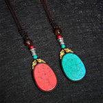 Buddha Stones Ebony Wood Wisdom Handmade Tribal Oval Necklace