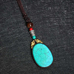 Buddha Stones Ebony Wood Wisdom Handmade Tribal Oval Necklace