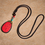 Buddha Stones Ebony Wood Wisdom Handmade Tribal Oval Necklace