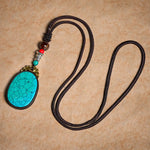 Buddha Stones Ebony Wood Wisdom Handmade Tribal Oval Necklace