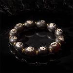 Buddha Stones Tibetan Dzi Bead Agate Yin Yang Symbol Protection Bracelet