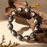 Buddha Stones Tibetan Dzi Bead Agate Yin Yang Symbol Protection Bracelet