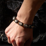 Buddha Stones Tibetan Dzi Bead Agate Yin Yang Symbol Protection Bracelet