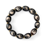 Buddha Stones Tibetan Dzi Bead Agate Yin Yang Symbol Protection Bracelet