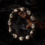 Buddha Stones Tibetan Dzi Bead Agate Yin Yang Symbol Protection Bracelet