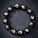 Buddha Stones Tibetan Dzi Bead Agate Yin Yang Symbol Protection Bracelet