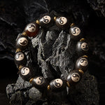 Buddha Stones Tibetan Dzi Bead Agate Yin Yang Symbol Protection Bracelet