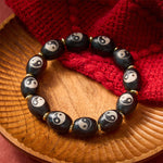 Buddha Stones Tibetan Dzi Bead Agate Yin Yang Symbol Protection Bracelet