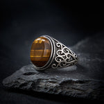 Buddha Stones Tiger Eye Copper Strength Adjustable Ring