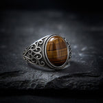 Buddha Stones Tiger Eye Copper Strength Adjustable Ring