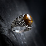 Buddha Stones Tiger Eye Copper Strength Adjustable Ring