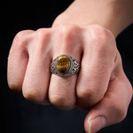 Buddha Stones Tiger Eye Copper Strength Adjustable Ring