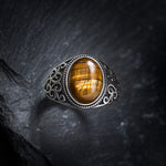 Buddha Stones Tiger Eye Copper Strength Adjustable Ring