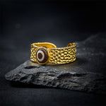 Buddha Stones Dzi Beads Copper Brass Wealth Adjustable Ring