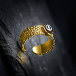 Buddha Stones Dzi Beads Copper Brass Wealth Adjustable Ring