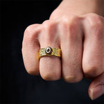 Buddha Stones Dzi Beads Copper Brass Wealth Adjustable Ring
