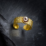 Buddha Stones Dzi Beads Copper Brass Wealth Adjustable Ring