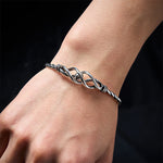 Buddha Stones Pure Copper Plated With Silver Twisted Cuff Bracelet