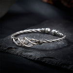 Buddha Stones Pure Copper Plated With Silver Twisted Cuff Bracelet