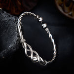 Buddha Stones Pure Copper Plated With Silver Twisted Cuff Bracelet