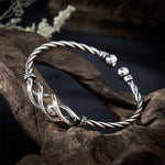 Buddha Stones Pure Copper Plated With Silver Twisted Cuff Bracelet