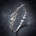Buddha Stones Pure Copper Plated With Silver Twisted Cuff Bracelet