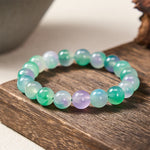 Buddha Stones White Chalcedony Emotional Balance Blue Floral Round Bead Bracelet