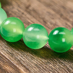 Buddha Stones White Chalcedony Healing Green Floating Flower Round Beaded Bracelet