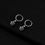 Buddha Stones Flower Pattern Healing Copper Metal Hoop Earrings