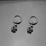Buddha Stones Flower Pattern Healing Copper Metal Hoop Earrings