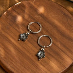 Buddha Stones Flower Pattern Healing Copper Metal Hoop Earrings