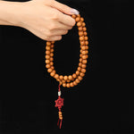 Buddha Stones Red Sandalwood Blessing Meditation Knotted Round Bead Mala