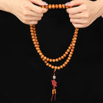 Buddha Stones Red Sandalwood Blessing Meditation Knotted Round Bead Mala