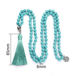 Buddha Stones Turquoise Tree of Life Protection Knotted Tassel Mala