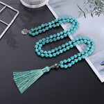 Buddha Stones Turquoise Tree of Life Protection Knotted Tassel Mala