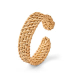 Buddha Stones Handwoven Natural Rattan Bohemian Open Cuff Bracelet