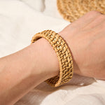 Buddha Stones Handwoven Natural Rattan Bohemian Open Cuff Bracelet
