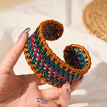 Buddha Stones Natural Rattan Protection Hand-Woven Boho Wide Cuff Bracelet